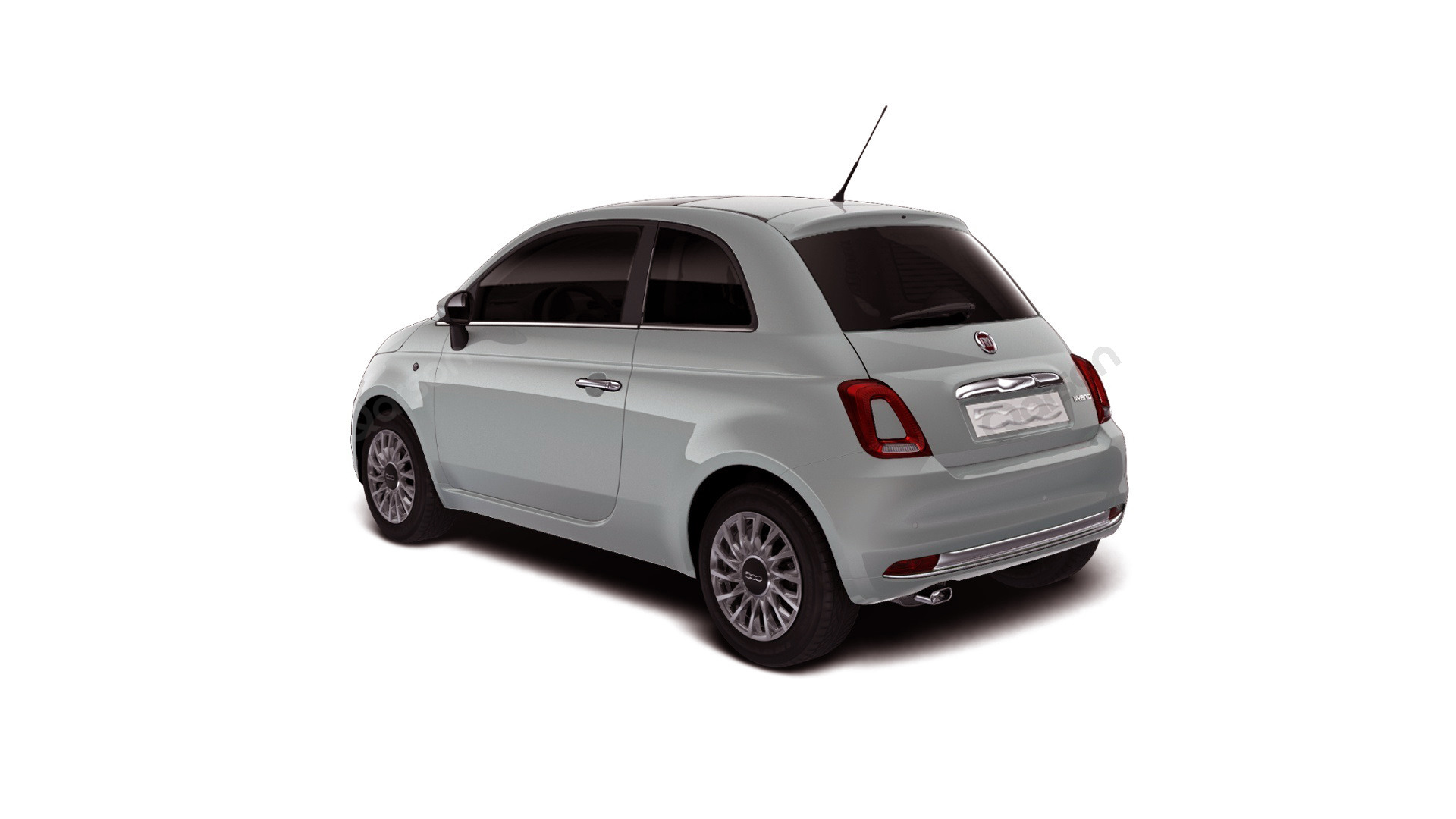 Fiat 500 3D Widok auta z tyłu z lewej strony pod kątem 120 stopni