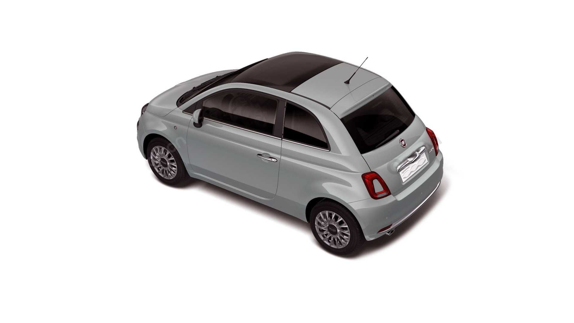Fiat 500 3D Widok z tyłu z lewej strony kąt 140 stopni