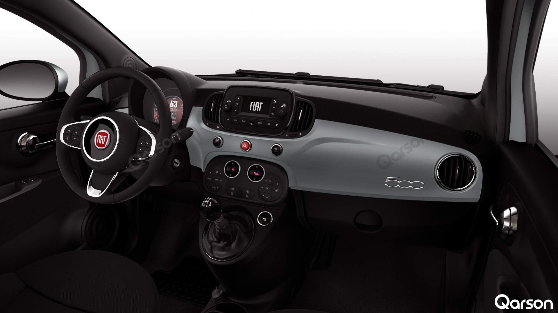 Fiat 500 3D Deska rozdzielcza i kierownica